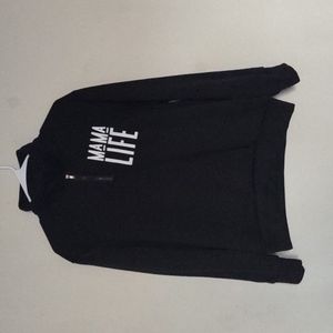 Mama Life 1/4 zip black sweatshirt. Size 1L. Super soft fleece.